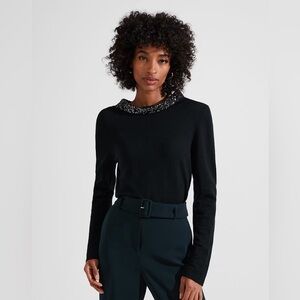 Hobbs London Esther Sequin Sweater With Cashmere in Forest Green-Still In Stores